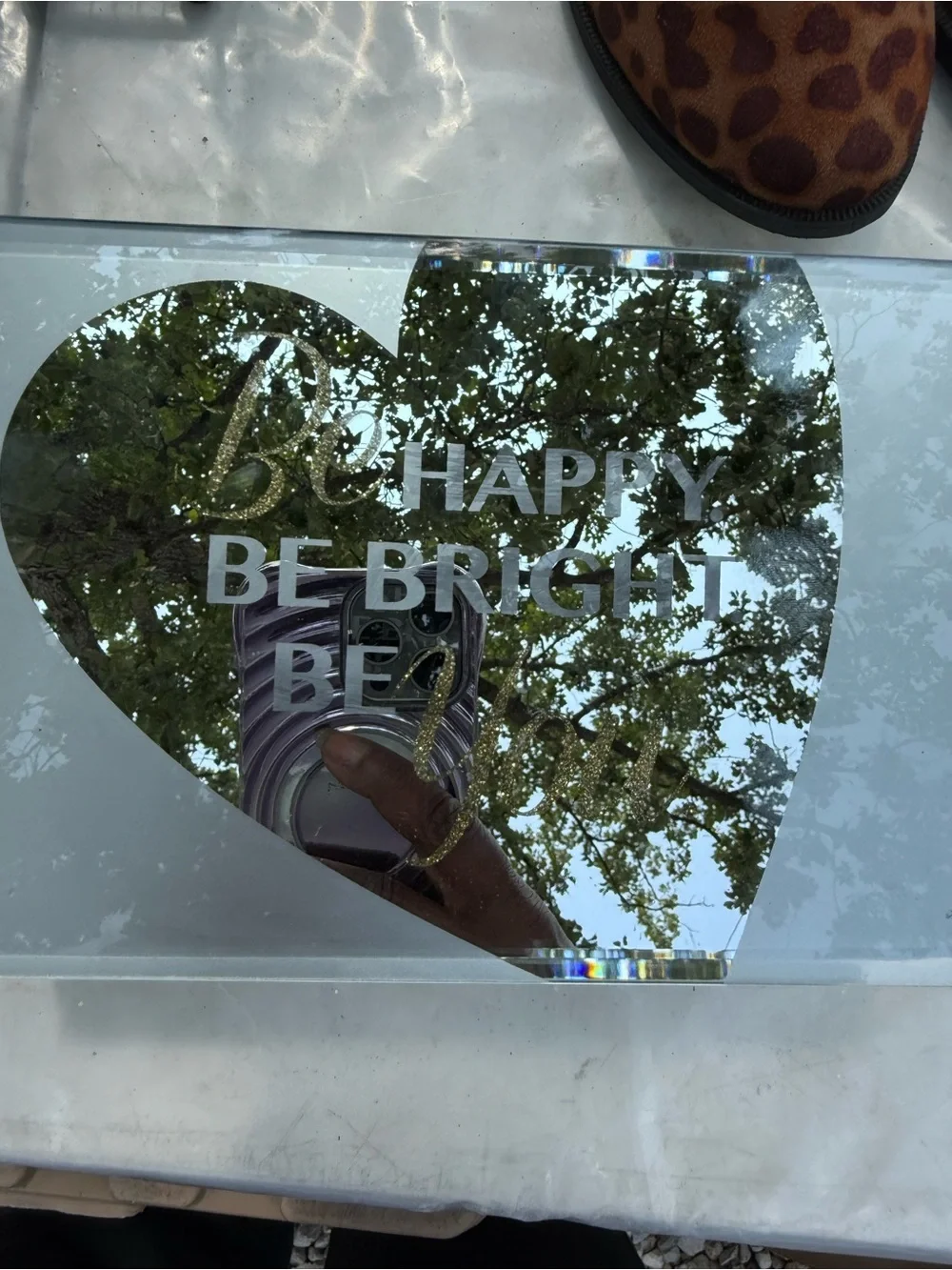 Be Happy Be Bright Be You Gold Accent Decorative Mirror jewelry box 🗃️
